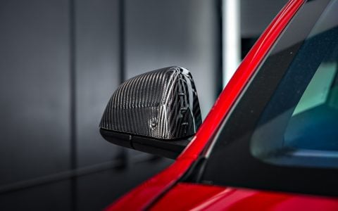 Red Rocket 2024 Tesla Model 3 Performance with Carbon Fiber Aero Kit on UP Forged UP-03 Wheels in Gloss Black