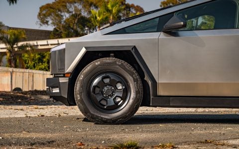 Modified Tesla Cybertruck on 20-Inch UP.FIT Forged PD Wheels in Satin Black with OEM Tires 1 Modified Tesla Cybertruck on 20-Inch UP.FIT Forged PD Wheels in Satin Black with OEM Tires