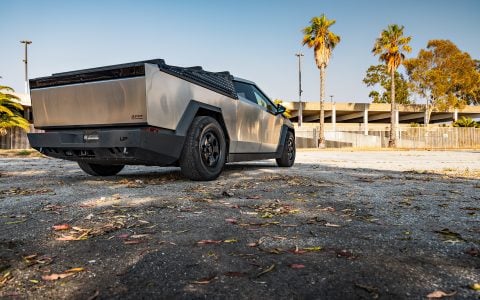 Modified Tesla Cybertruck on 20-Inch UP.FIT Forged PD Wheels in Satin Black with OEM Tires 7 Modified Tesla Cybertruck on 20-Inch UP.FIT Forged PD Wheels in Satin Black with OEM Tires