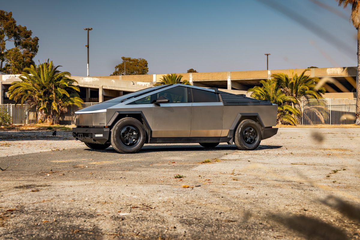 Modified Tesla Cybertruck on 20-Inch UP.FIT Forged PD Wheels in Satin Black with OEM Tires