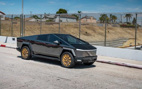 Magnesium Grey Color PPF Tesla Cybertruck with 24-Inch UP Forged CYBRNOVA in Satin Bronze