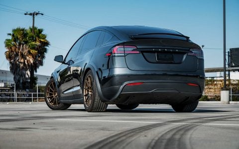 Stealth Grey Tesla Model X Long Range with UP Forged UP-03 Satin Bronze Wheels 2 Stealth Grey Tesla Model X Long Range with UP Forged UP-03 Satin Bronze Wheels