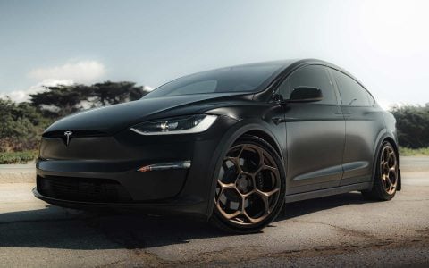 Satin Black Tesla Model X Long Range with UP Forged UP-05 Wheels in Satin Bronze