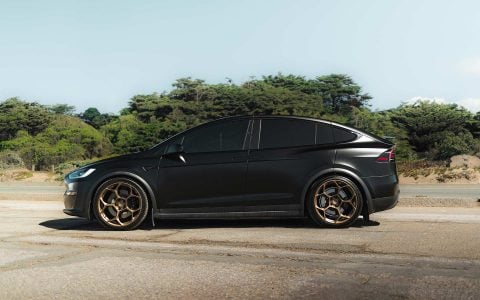 Satin Black Tesla Model X Long Range with UP Forged UP-05 Wheels in Satin Bronze