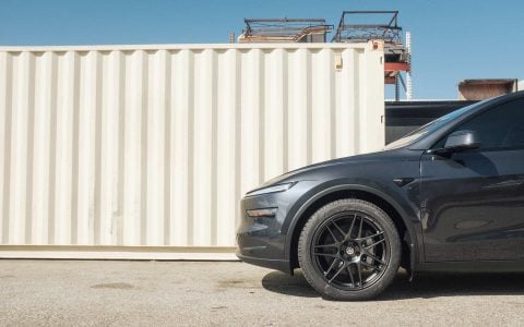 Stealth Grey Tesla Model Y Long Range with UP x BBS Flugplatz Wheels in Asteroid Graphite