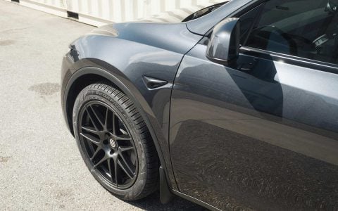 Stealth Grey Tesla Model Y Long Range with UP x BBS Flugplatz Wheels in Asteroid Graphite