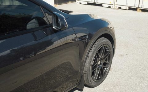 Stealth Grey Tesla Model Y Long Range with UP x BBS Flugplatz Wheels in Asteroid Graphite