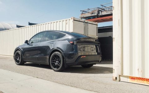 Stealth Grey Tesla Model Y Long Range with UP x BBS Flugplatz Wheels in Asteroid Graphite