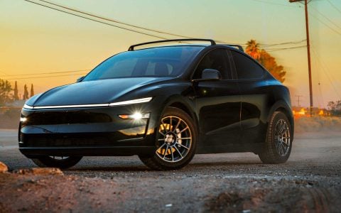 Diamond Black Tesla Model Y Long Range on 19-Inch UP Forged UP-03 Wheels in Satin Titanium