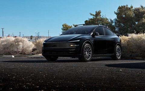 Diamond Black Tesla Model Y Long Range on 19-Inch UP Forged UP-03 Wheels in Satin Titanium