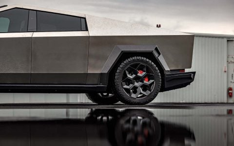 Tesla Cybertruck on 24-Inch UP Forged CYBRHEX Wheels in Gloss Black 3