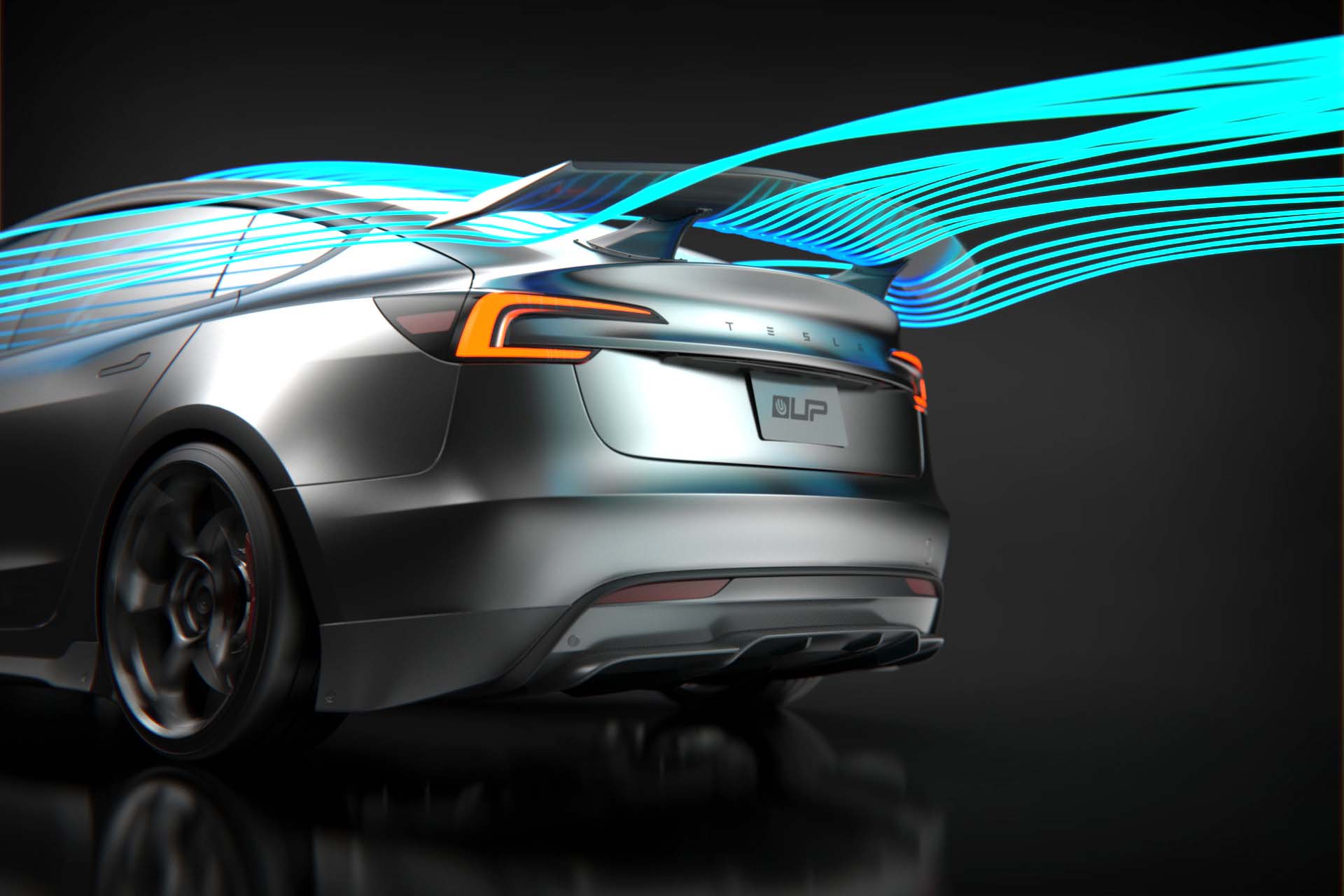 Ascension-RR Rear Carbon Fiber Wing: Functional Aero for the 2024+ Tesla Model 3 Highland 2 Gloss Black Tesla Cybertruck UP INVINCBILE Build and UP Forged UP-03 Beadlock Wheels Unplugged Performance 1920px (1)