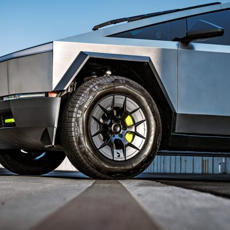 Stainless Steel Tesla Cybertruck On 20-Inch UP Forged UP-RW Cyber Wheels