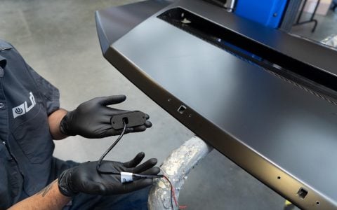 Tesla Cybertruck UP INVINCIBLE CARBON FIBER HOOD SYSTEM WITH 50” LED LIGHT BAR - Installation-2