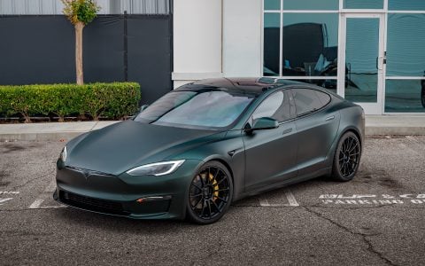 Dark Sage 2026 Tesla Model S with UP Forged UP-03 Gloss Black Wheels
