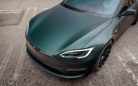 Dark Sage 2026 Tesla Model S with UP Forged UP-03 Gloss Black Wheels