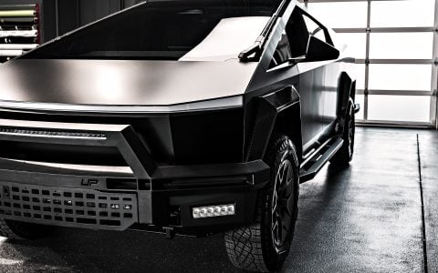 Satin Black Tesla Cybertruck on 20-Inch Satin Black UP Forged UP-RW Wheels 11 Satin Black Tesla Cybertruck on 20-Inch Satin Black UP Forged UP-RW Wheels