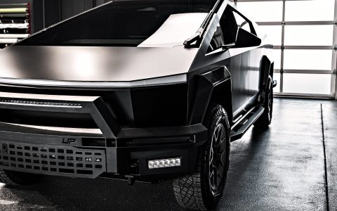 Satin Black Tesla Cybertruck on 20-Inch Satin Black UP Forged UP-RW Wheels 3 Satin Black Tesla Cybertruck on 20-Inch Satin Black UP Forged UP-RW Wheels