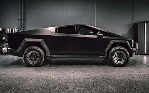 Satin Black Tesla Cybertruck on 20-Inch Satin Black UP Forged UP-RW Wheels 7 Satin Black Tesla Cybertruck on 20-Inch Satin Black UP Forged UP-RW Wheels