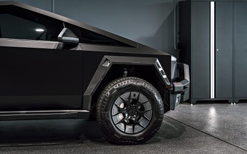 Satin Black Tesla Cybertruck on 20-Inch Satin Black UP Forged UP-RW Wheels 8 Satin Black Tesla Cybertruck on 20-Inch Satin Black UP Forged UP-RW Wheels