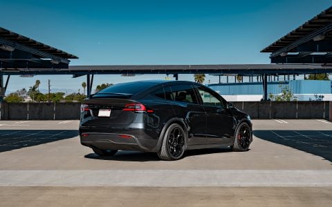 Stealth Grey Tesla Model X with 22-Inch UP Forged UP-05 in Satin Black