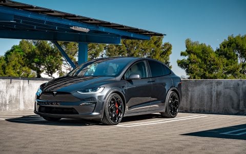 Stealth Grey Tesla Model X with 22-Inch UP Forged UP-05 in Satin Black