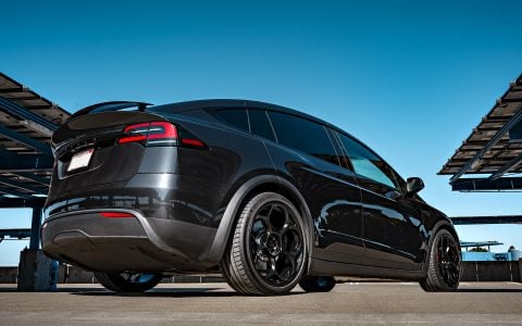 Stealth Grey Tesla Model X with 22-Inch UP Forged UP-05 in Satin Black