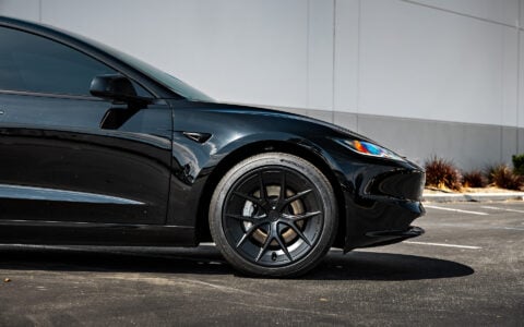 Black Tesla Model 3 Long Range Highland on 19-Inch UP-RW FF Wheels
