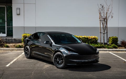 Black Tesla Model 3 Long Range Highland on 19-Inch UP-RW FF Wheels