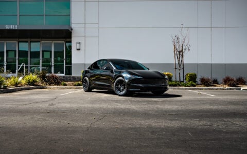 Black Tesla Model 3 Long Range Highland on 19-Inch UP-RW FF Wheels