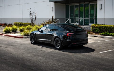 Black Tesla Model 3 Long Range Highland on 19-Inch UP-RW FF Wheels