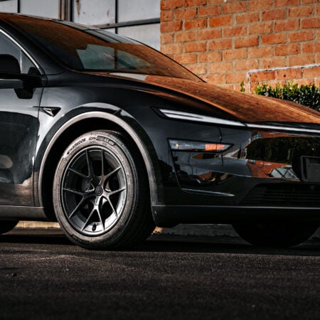 Diamond Black Tesla Model Y Juniper Long Range on 19-Inch UP-RW FF Wheels