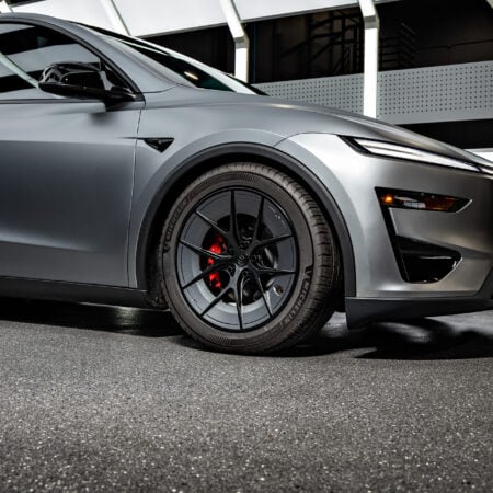 Stealth XPEL PPF Quicksilver Tesla Model Y Juniper Performance on 19-Inch UP Forged UP-RW Wheels