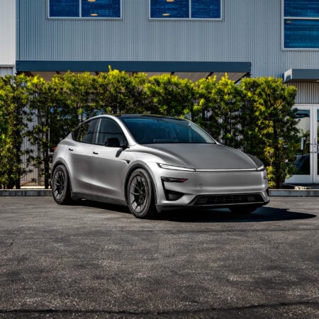 Stealth XPEL PPF Quicksilver Tesla Model Y Juniper Performance on 19-Inch UP Forged UP-RW Wheels