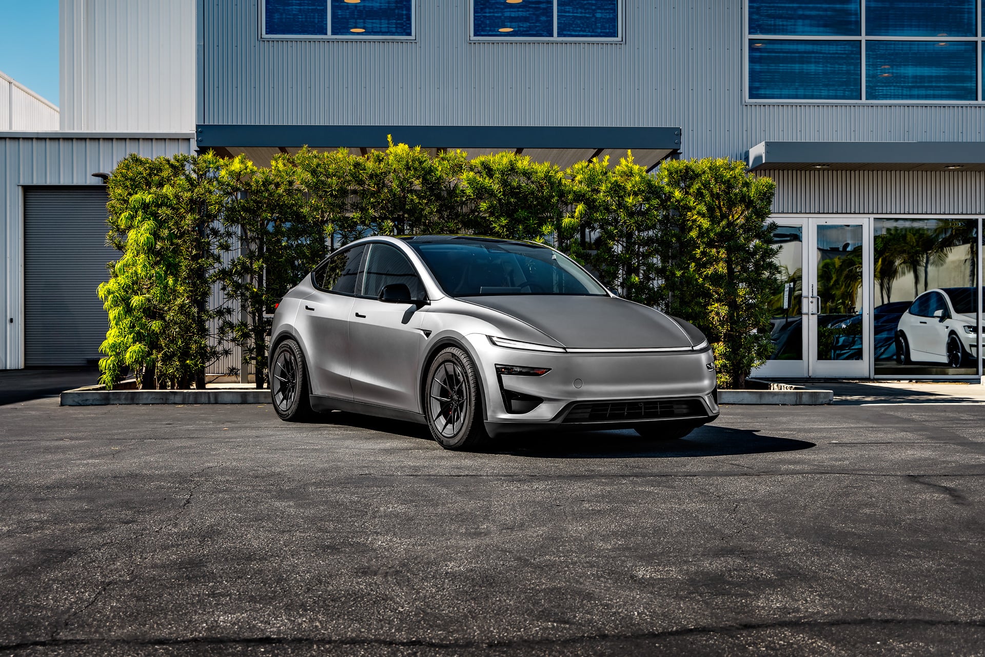 Stealth XPEL PPF Quicksilver Tesla Model Y Juniper Performance on 19-Inch UP Forged UP-RW Wheels