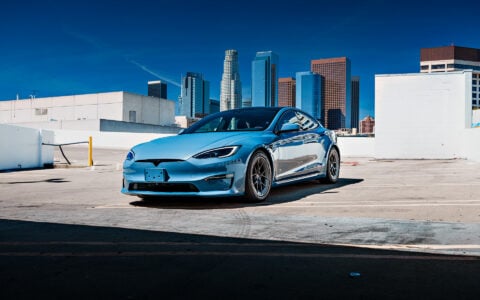 Frost Blue Metallic Tesla Model S Long Range on 19-Inch UP-RW FF Wheels