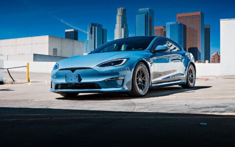 Frost Blue Metallic Tesla Model S Long Range on 19-Inch UP-RW FF Wheels