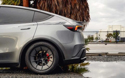 Quicksilver Tesla Model Y ﻿Juniper Performance on 18-Inch UP Forged UP-RW Wheels 10