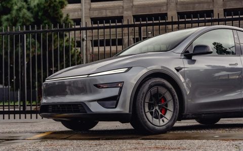 Quicksilver Tesla Model Y ﻿Juniper Performance on 18-Inch UP Forged UP-RW Wheels Image 1