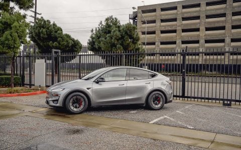Quicksilver Tesla Model Y ﻿Juniper Performance on 18-Inch UP Forged UP-RW Wheels Image 3