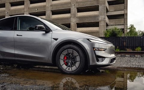 Quicksilver Tesla Model Y ﻿Juniper Performance on 18-Inch UP Forged UP-RW Wheels Image 4