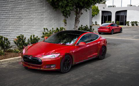 Red Tesla Model S 85D on UP-RW Flow Formed 19-inch Wheels Unplugged Performance 1920px (1)
