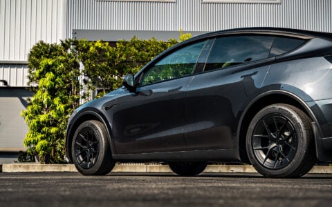 Stealth Grey Tesla Model Y on 19-Inch UP-RW FF Wheels