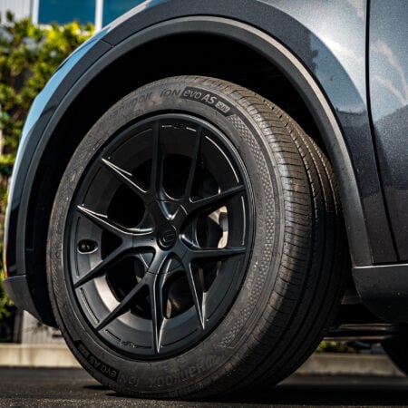 Stealth Grey Tesla Model Y on 19-Inch UP-RW FF Wheels