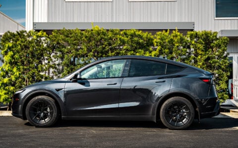 Stealth Grey Tesla Model Y on 19-Inch UP-RW FF Wheels