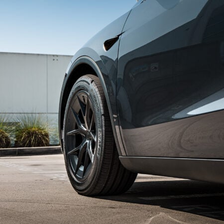 Stealth Grey Tesla Model Y Standard on 19-Inch UP-RW FF Wheels