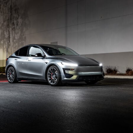 Quicksilver Tesla Model Y Juniper Performance on 20-Inch UP Forged UP-03 Wheels