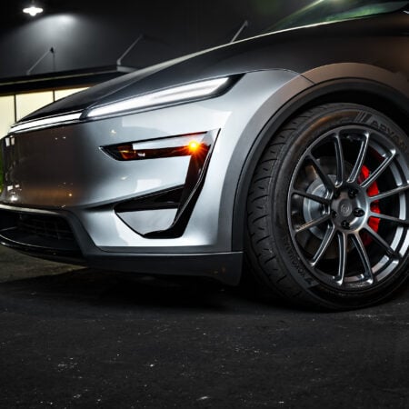 Quicksilver Tesla Model Y Juniper Performance on 20-Inch UP Forged UP-03 Wheels