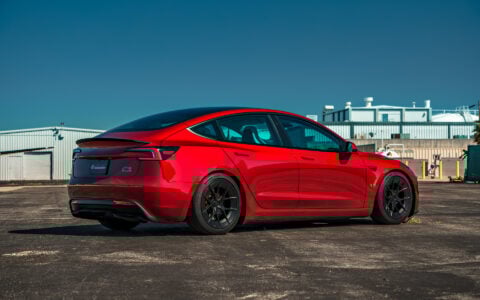 Ultra Red Tesla Model 3 on 19-Inch UP-RW FF Wheels