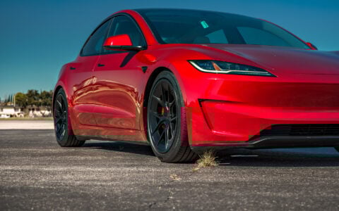 Ultra Red Tesla Model 3 on 19-Inch UP-RW FF Wheels